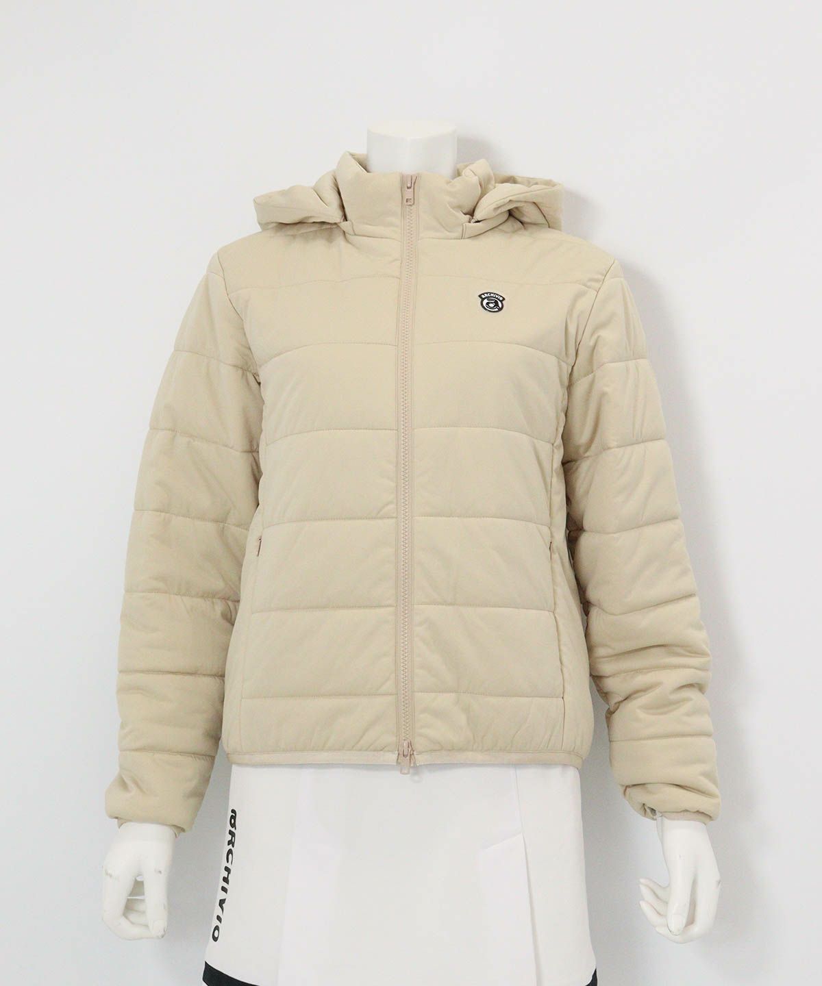 防風保温中綿ジップブルゾン(ベージュ)前