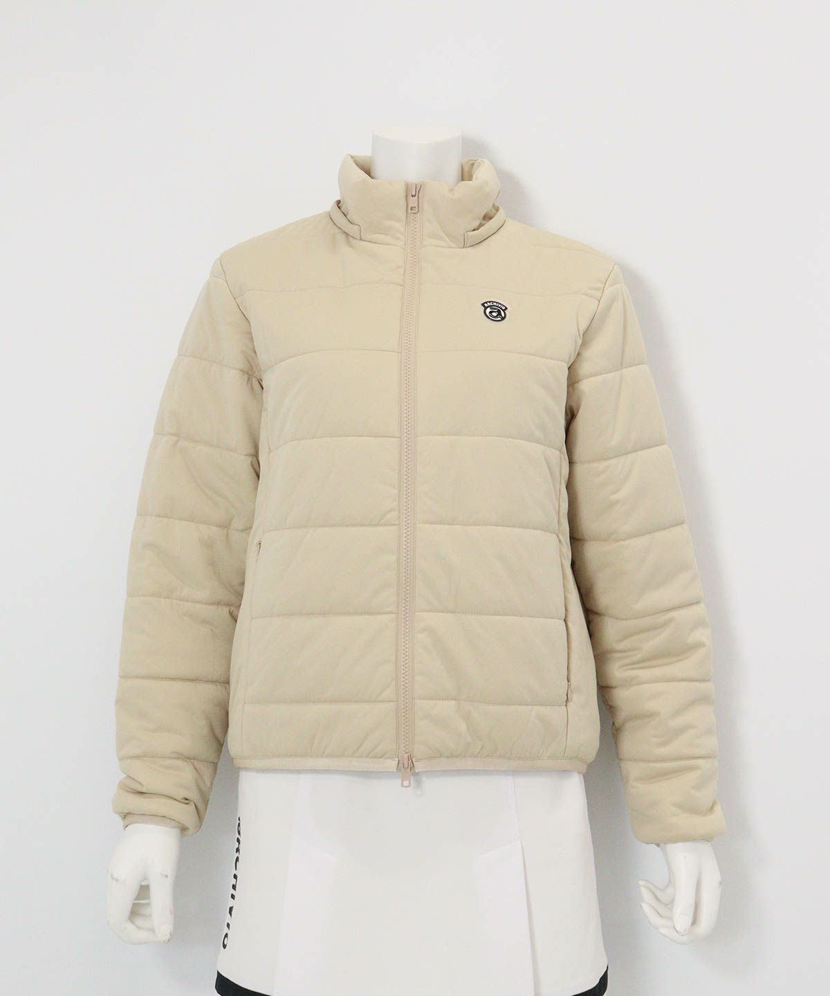 防風保温中綿ジップブルゾン(ベージュ)前