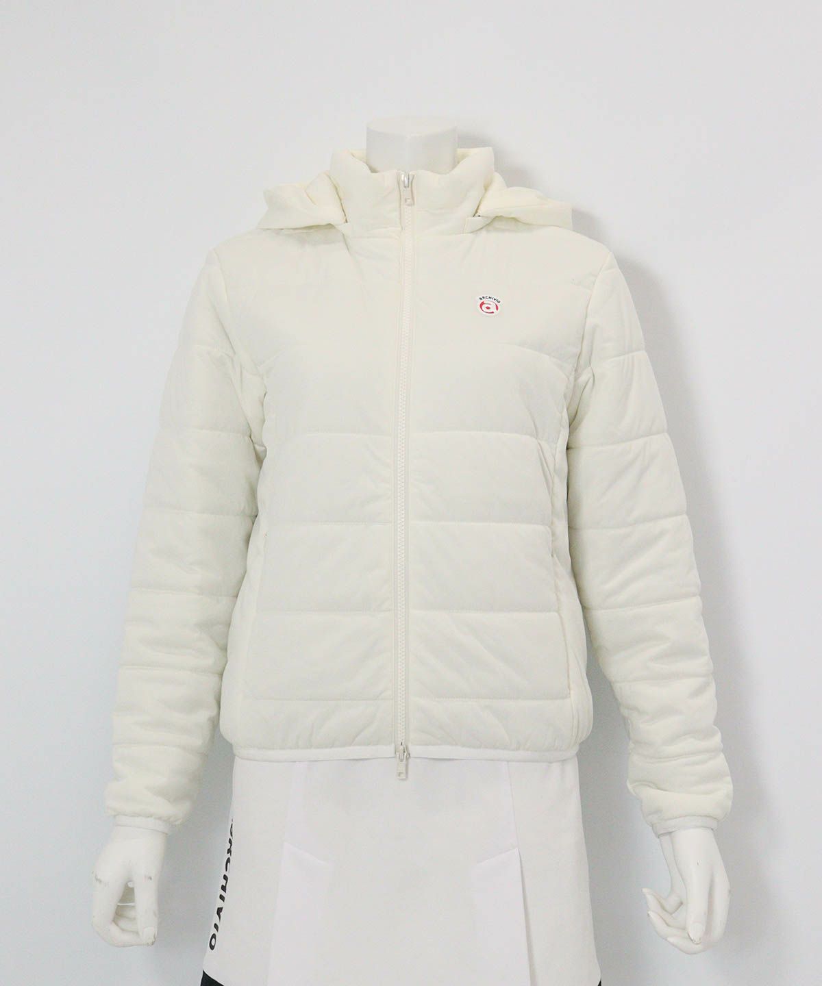 防風保温中綿ジップブルゾン(ホワイト)前