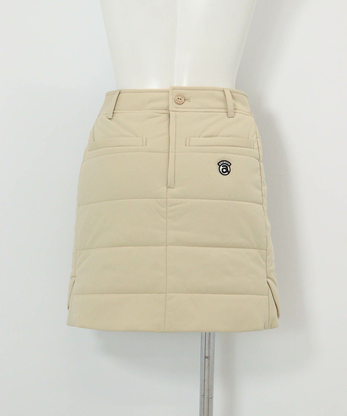 防風保温中綿キルトスカート(ベージュ)後ろ