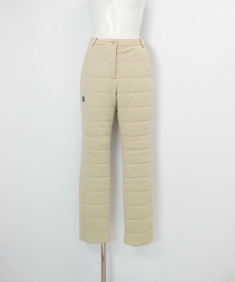 防風保温中綿キルトパンツ(ベージュ)前