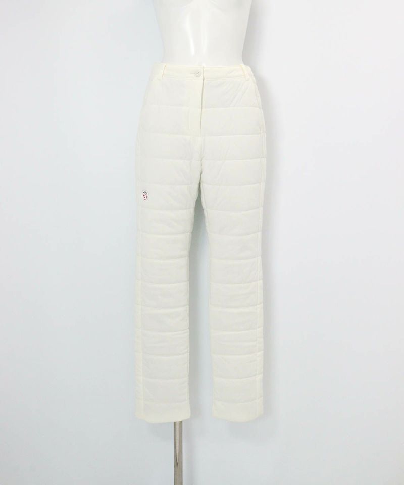 防風保温中綿キルトパンツ(ホワイト)前