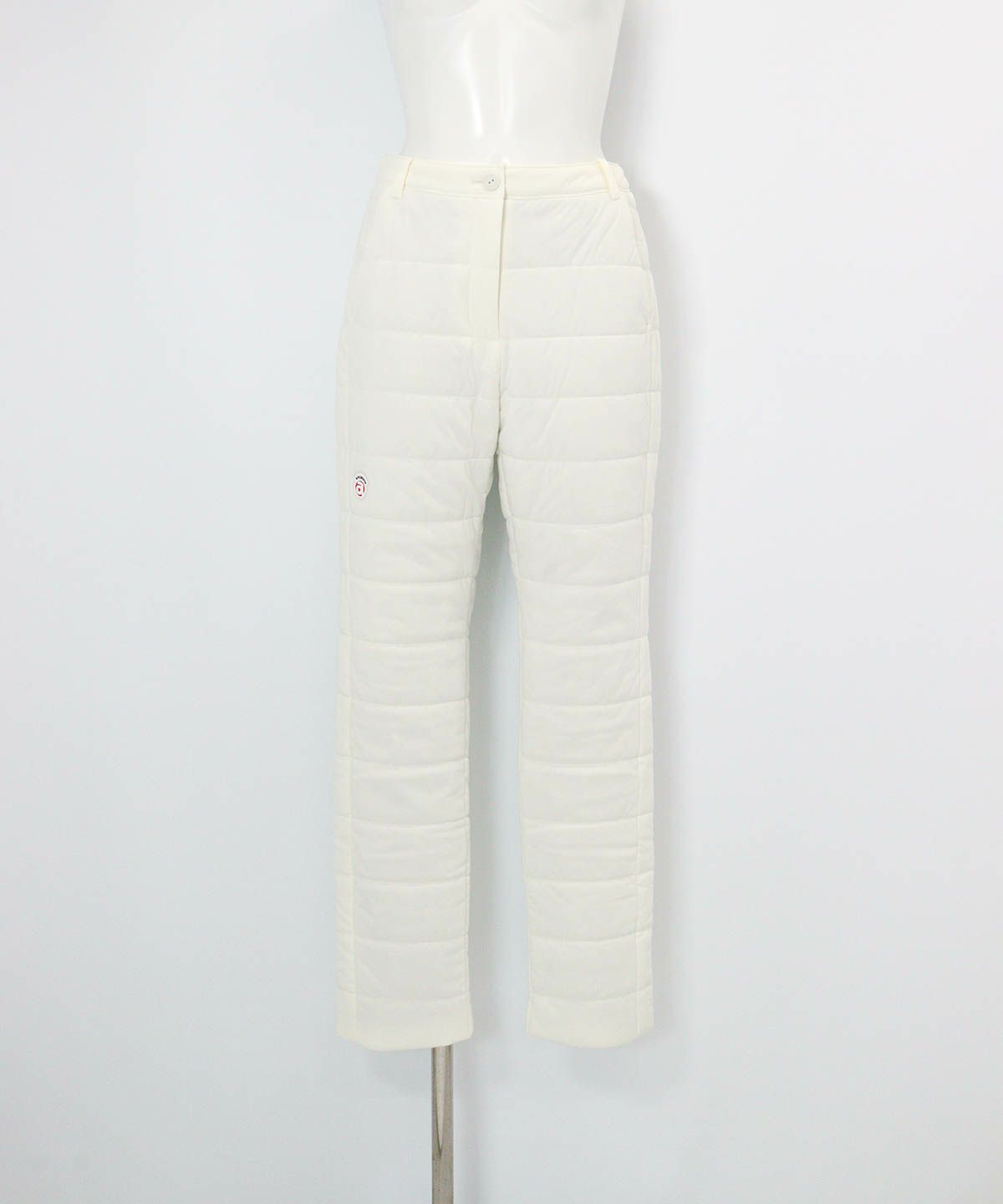 防風保温中綿キルトパンツ(ホワイト)前