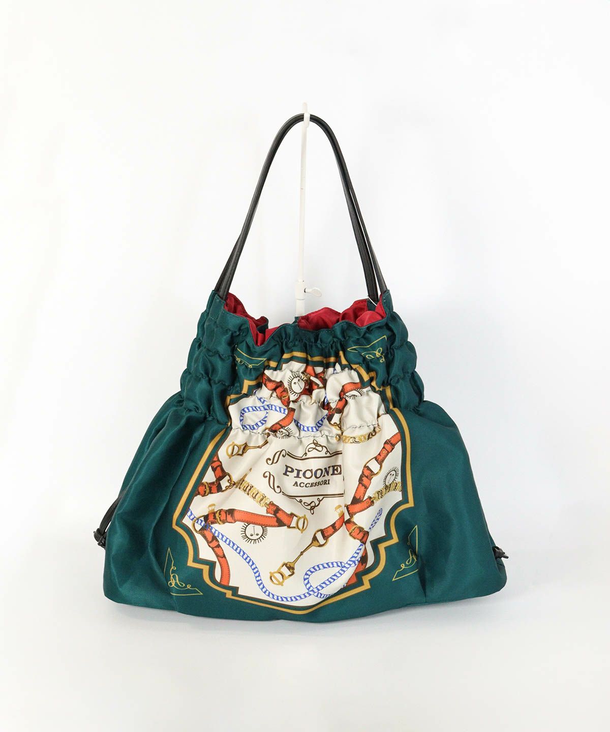 スカーフ柄風トートバッグ(グリーン)前