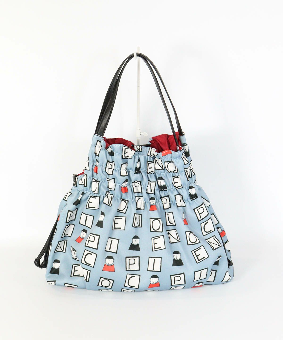 スカーフ柄風トートバッグ(ブルー)前