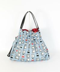 スカーフ柄風トートバッグ(ブルー)前