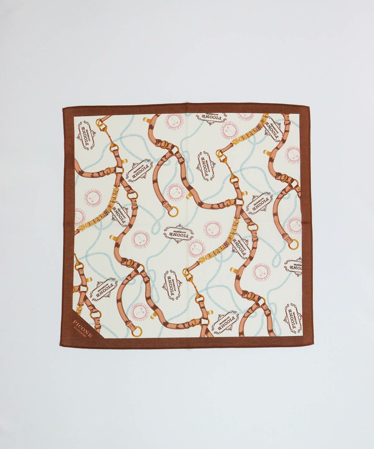 コットン100％総柄バンダナ(ブラウン)