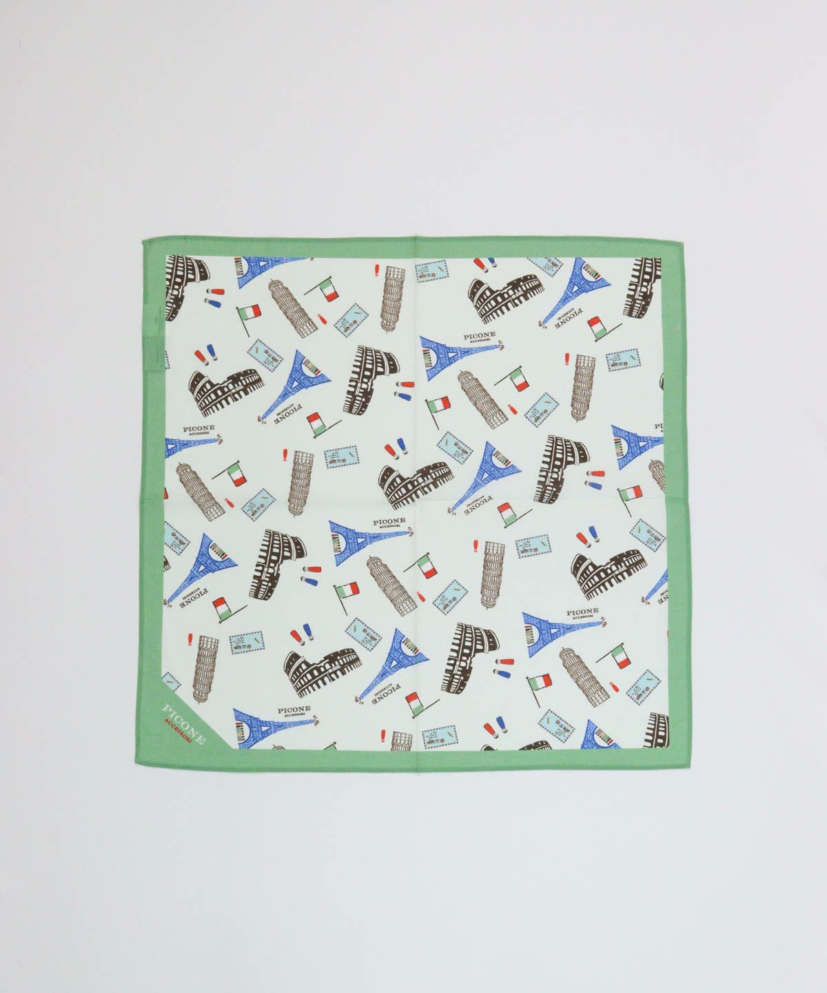 コットン100％総柄バンダナ(ライトグリーン)