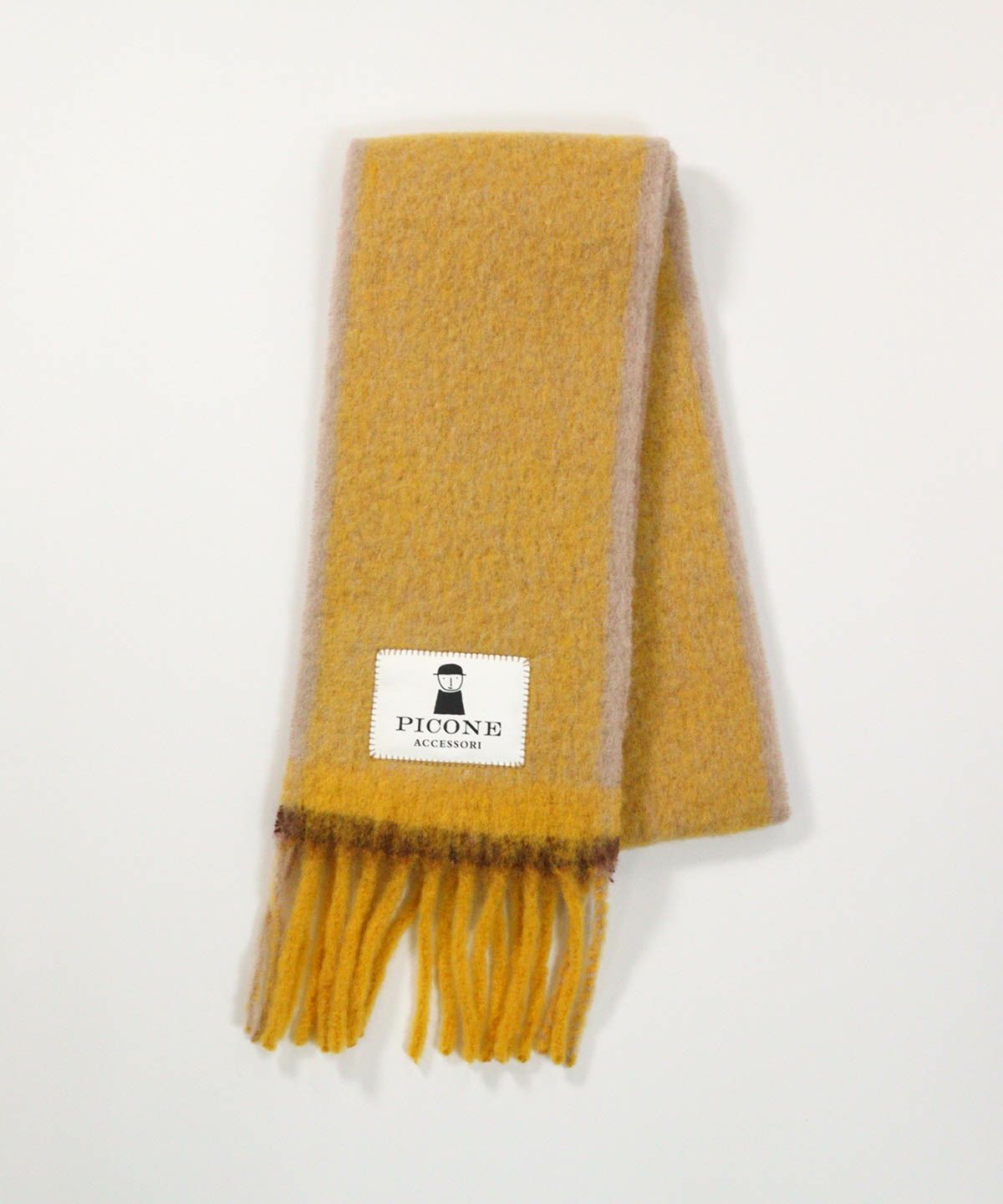 ウールアルパカ混配色マフラー(イエロー)