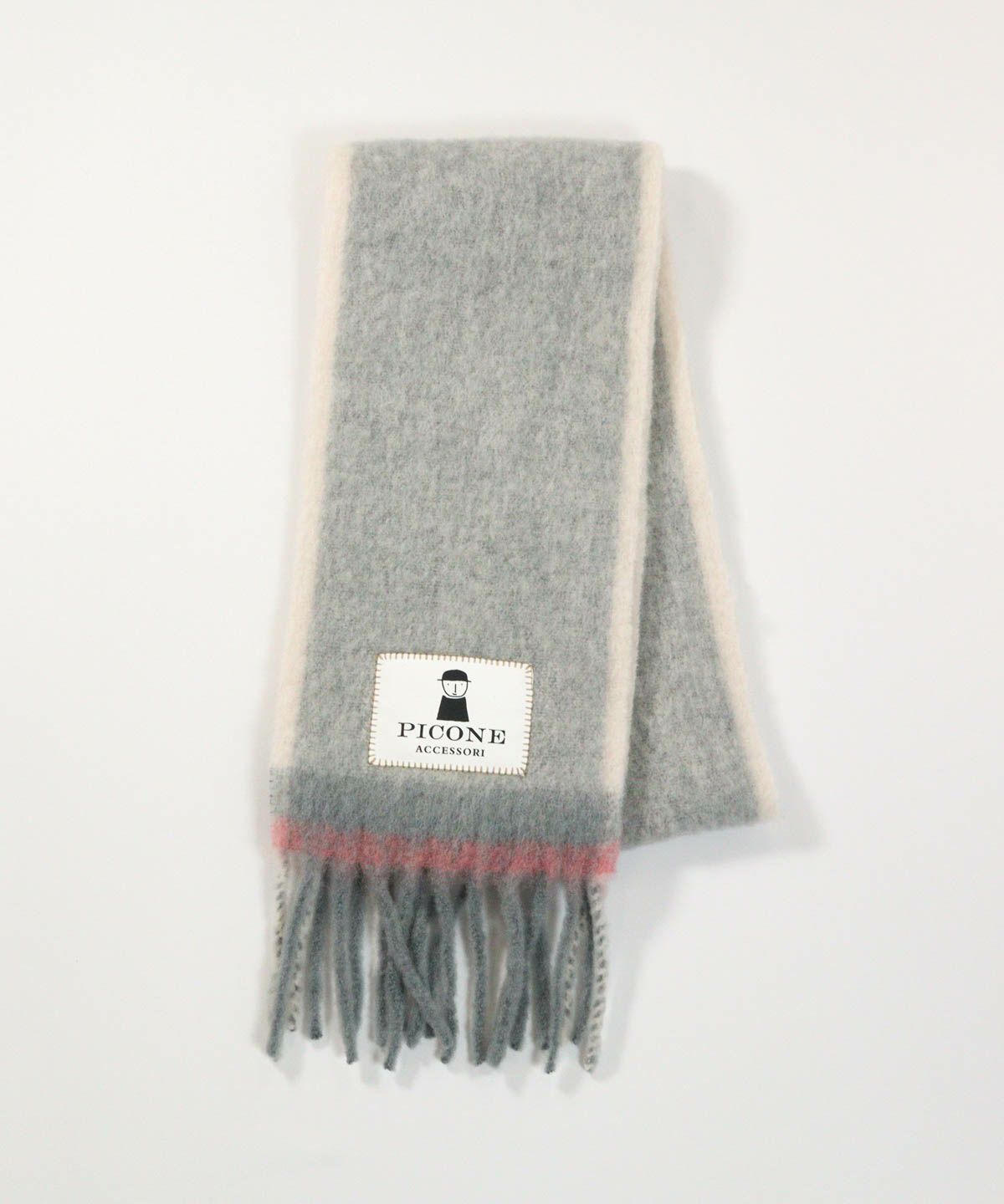 ウールアルパカ混配色マフラー(ライトグレー)