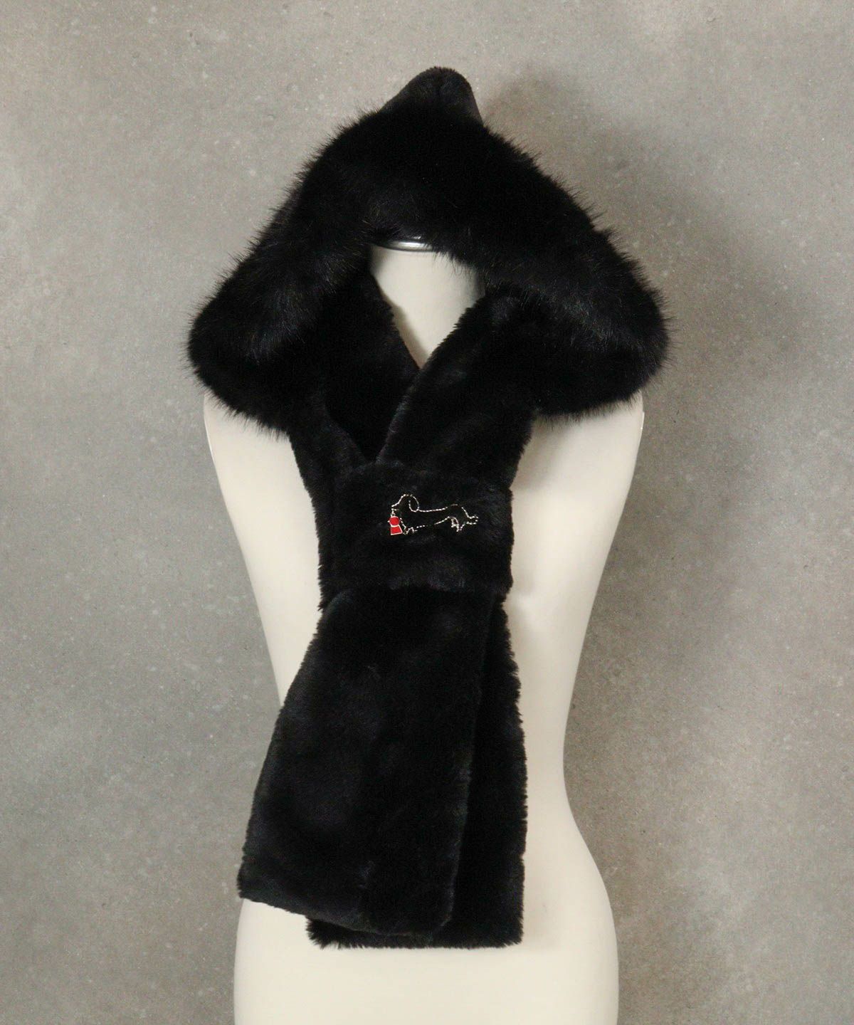 フェイクファーフードマフラー(ブラック)