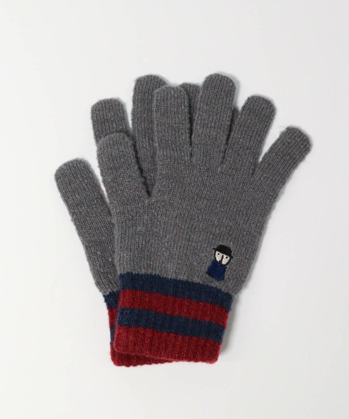 刺繍ニット手袋（ライトグレー）