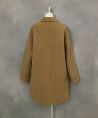ウール混ミドル丈リバーコート後（キャメル）