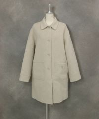 ウール混ミドル丈リバーコート（ホワイト）