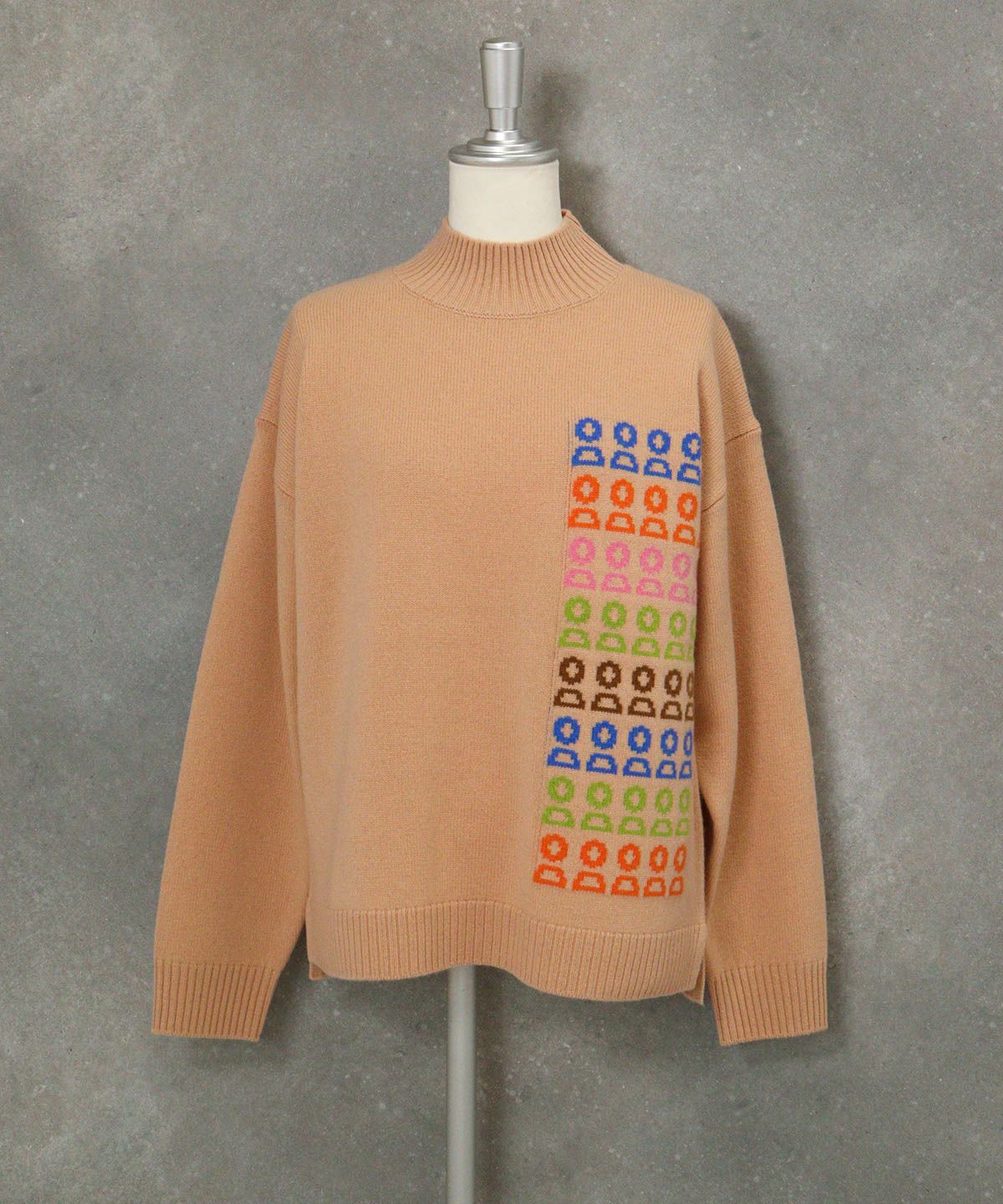 ウール100％カラフルピコニット（ライトオレンジ）