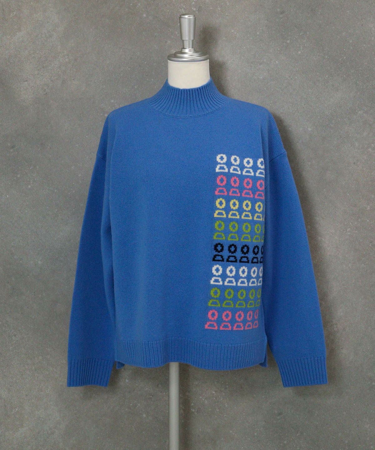 ウール100％カラフルピコニット（ブルー）