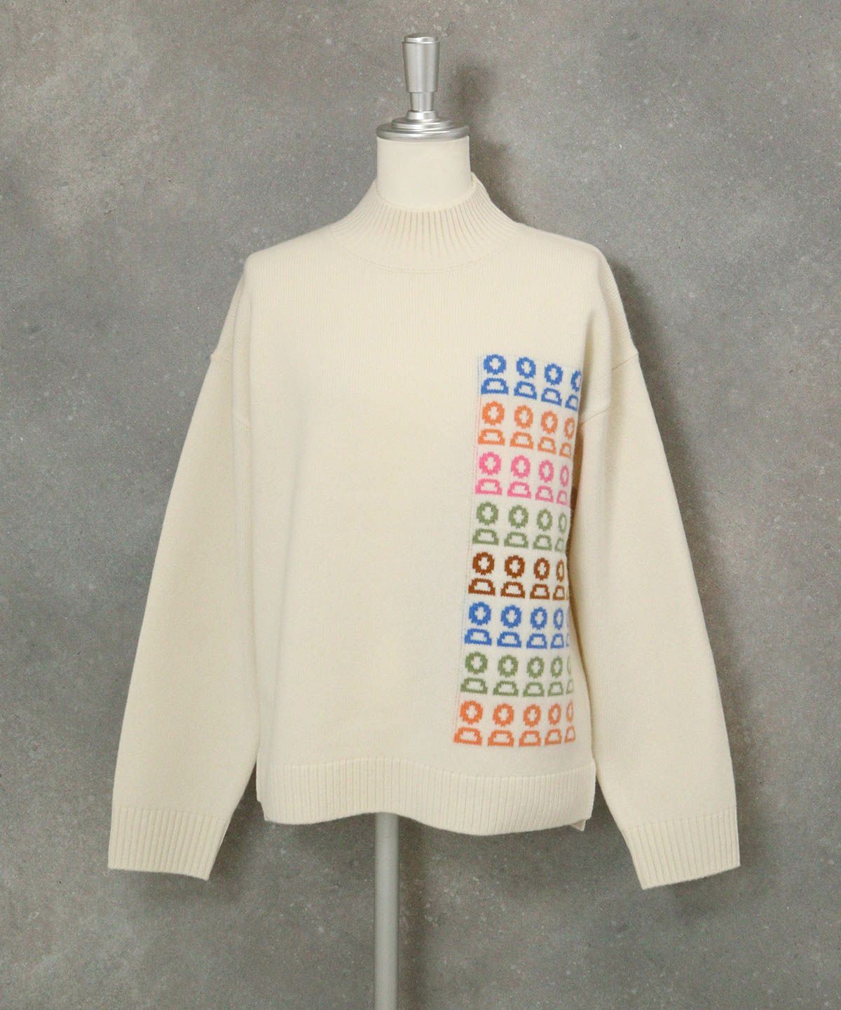 ウール100％カラフルピコニット（ホワイト）