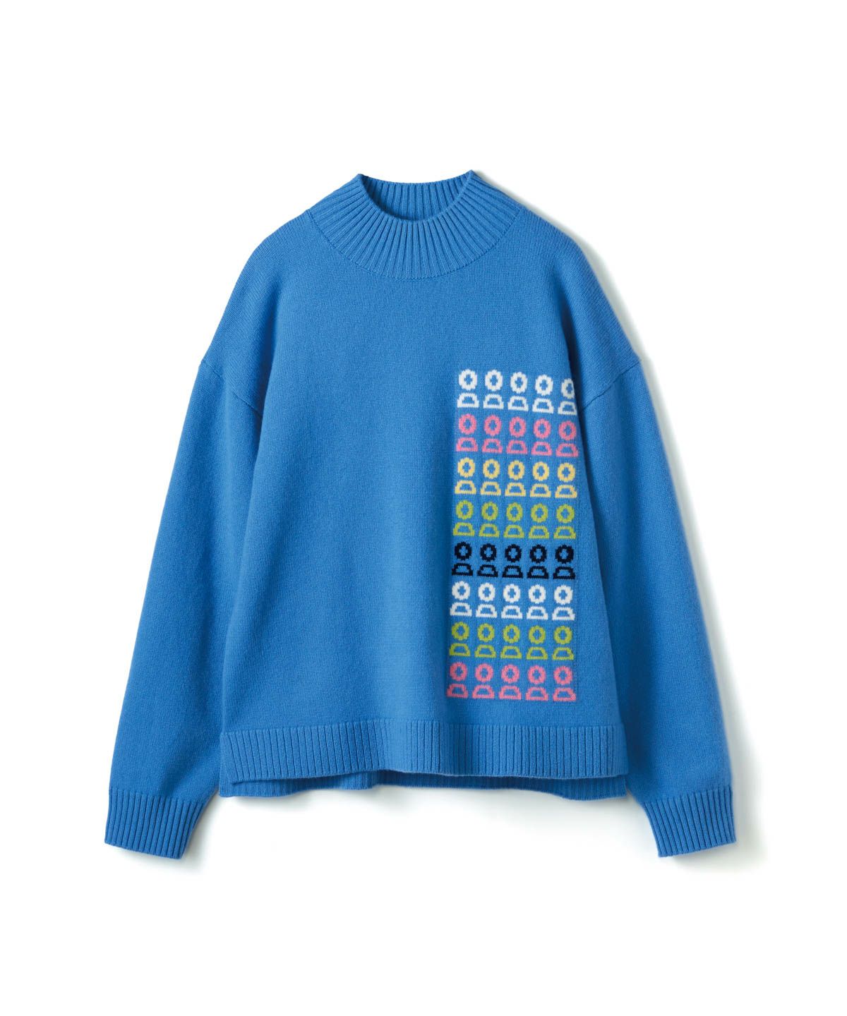 ウール100％カラフルピコニット（ブルー）