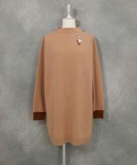 ウール100％ニットチュニック（キャメル）