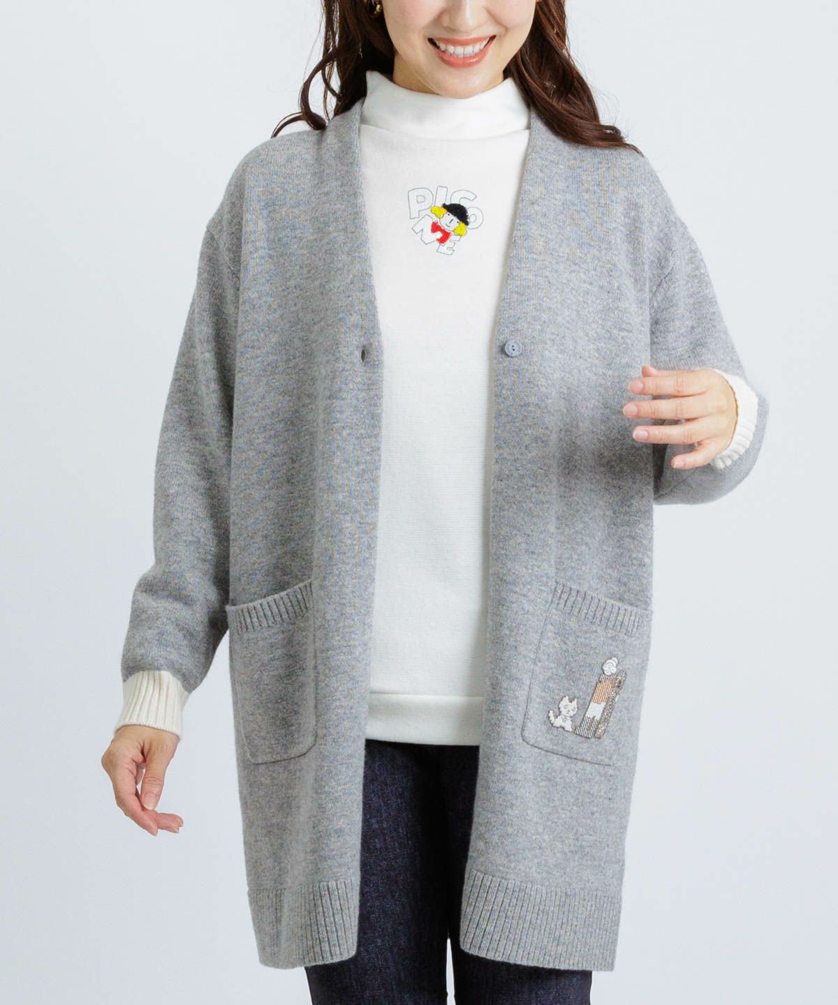 ウール100％チュニック丈カーディガン|スタジオピッコーネ - ゴルフ