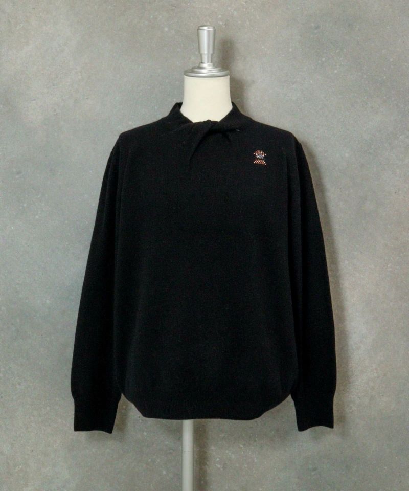 ウール100％ツイストネックニット（ブラック）