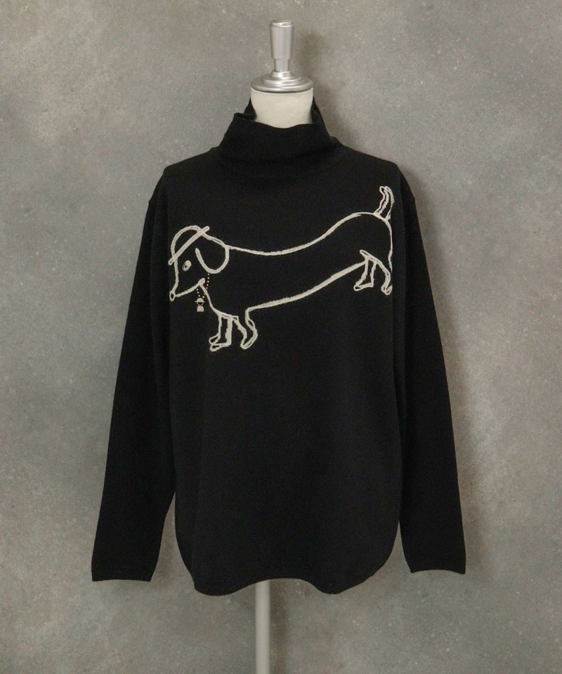 ウール100％DOG刺繍ハイネックニット|スタジオピッコーネ - ゴルフ