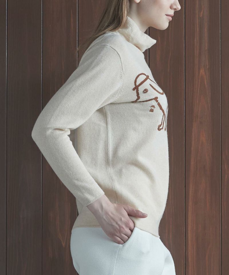 ウール100％DOG刺繍ハイネックニット|スタジオピッコーネ - ゴルフ