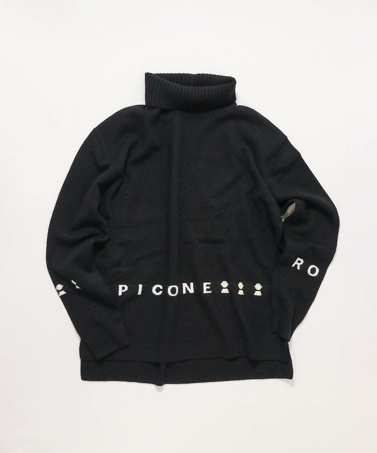 ウール100％ロゴタートルニット（ブラック）