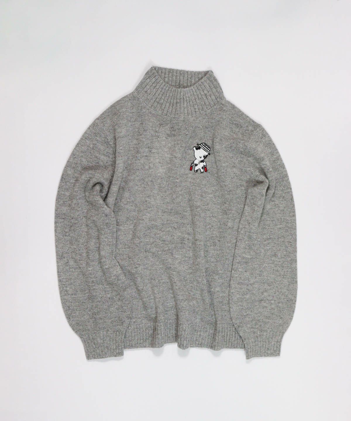  ウール混ポイントワッペンニット（グレー）