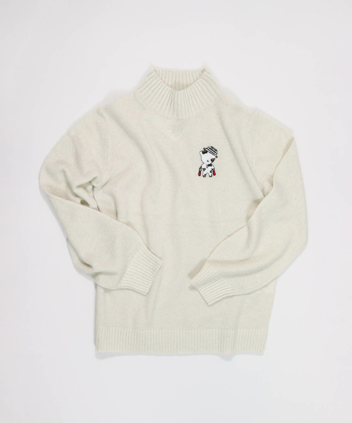  ウール混ポイントワッペンニット（ホワイト）