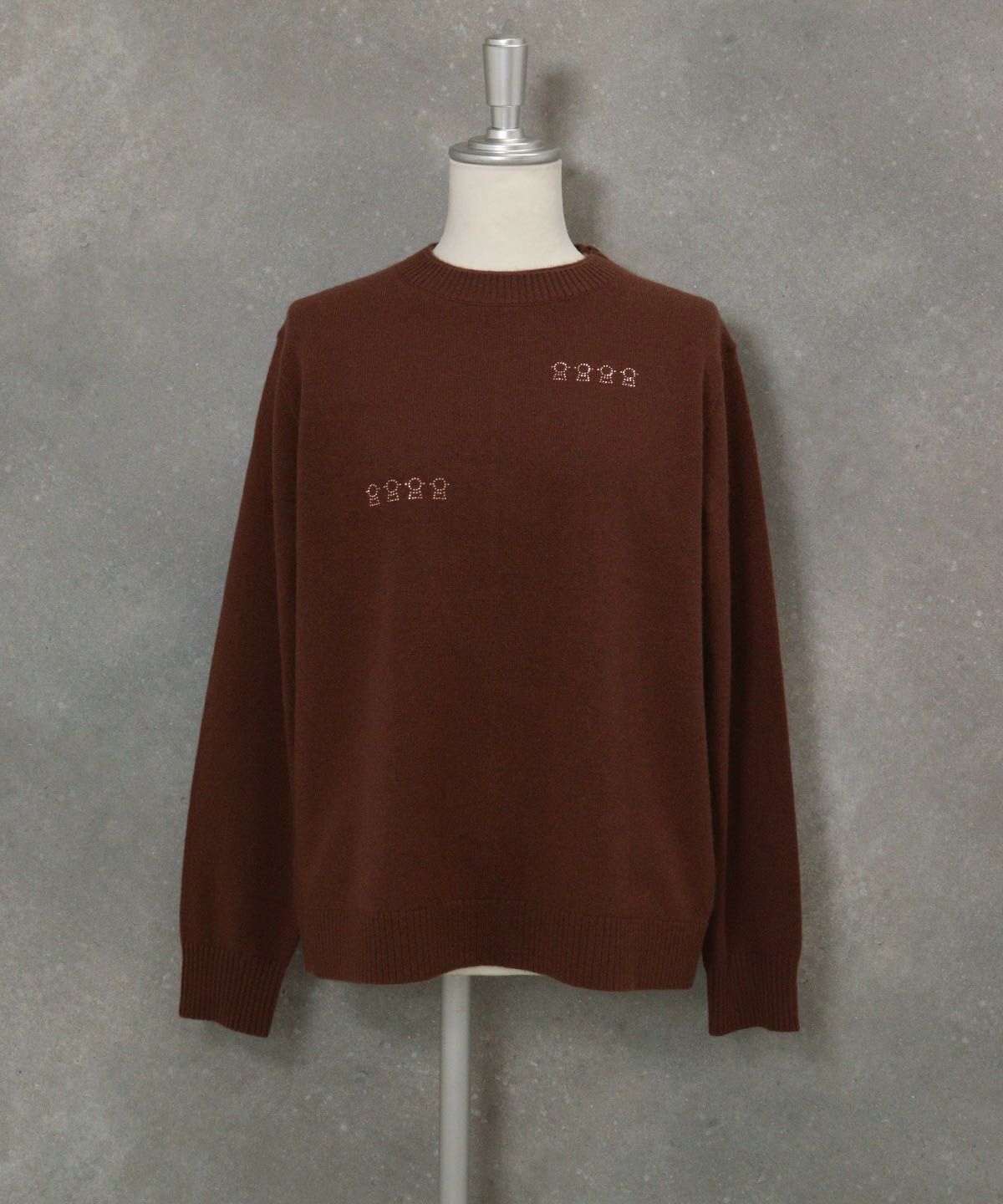 カシミヤ100％ピコストーンニット（ブラウン）