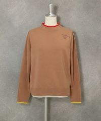 カシミヤ100％ポイントカラーニット(キャメル)前