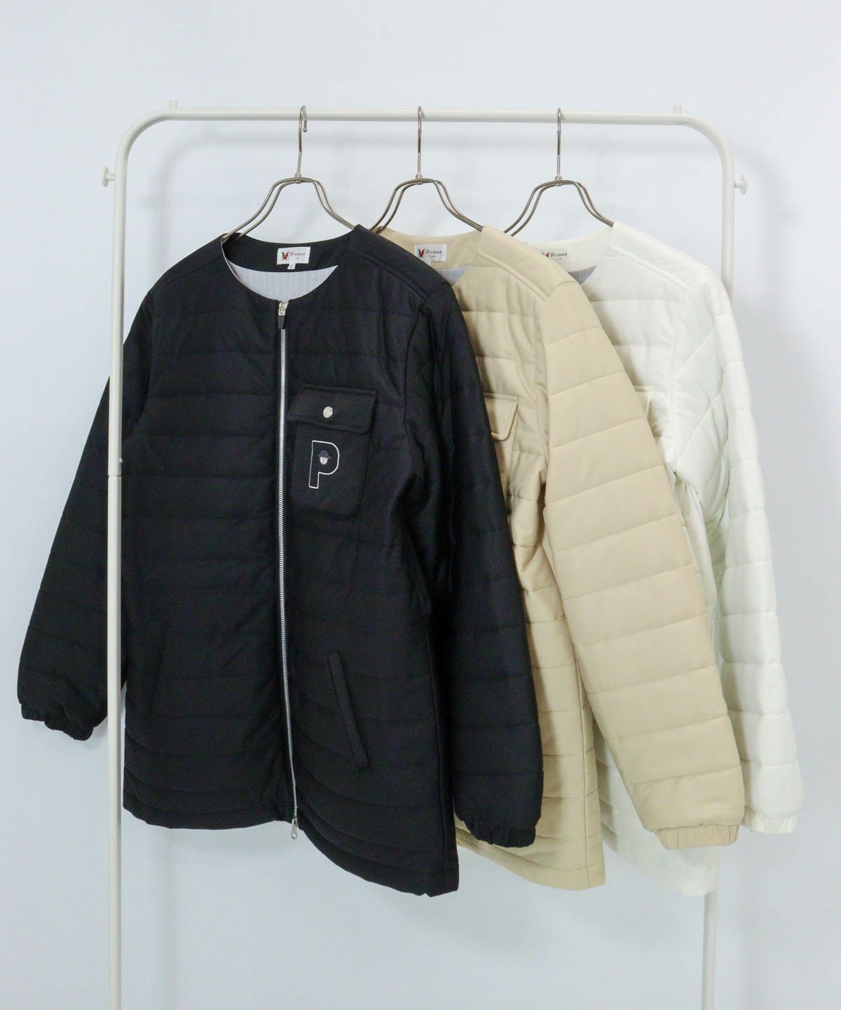 防風保温ノーカラー中綿ブルゾン|ピッコーネクラブ - ゴルフウェアや