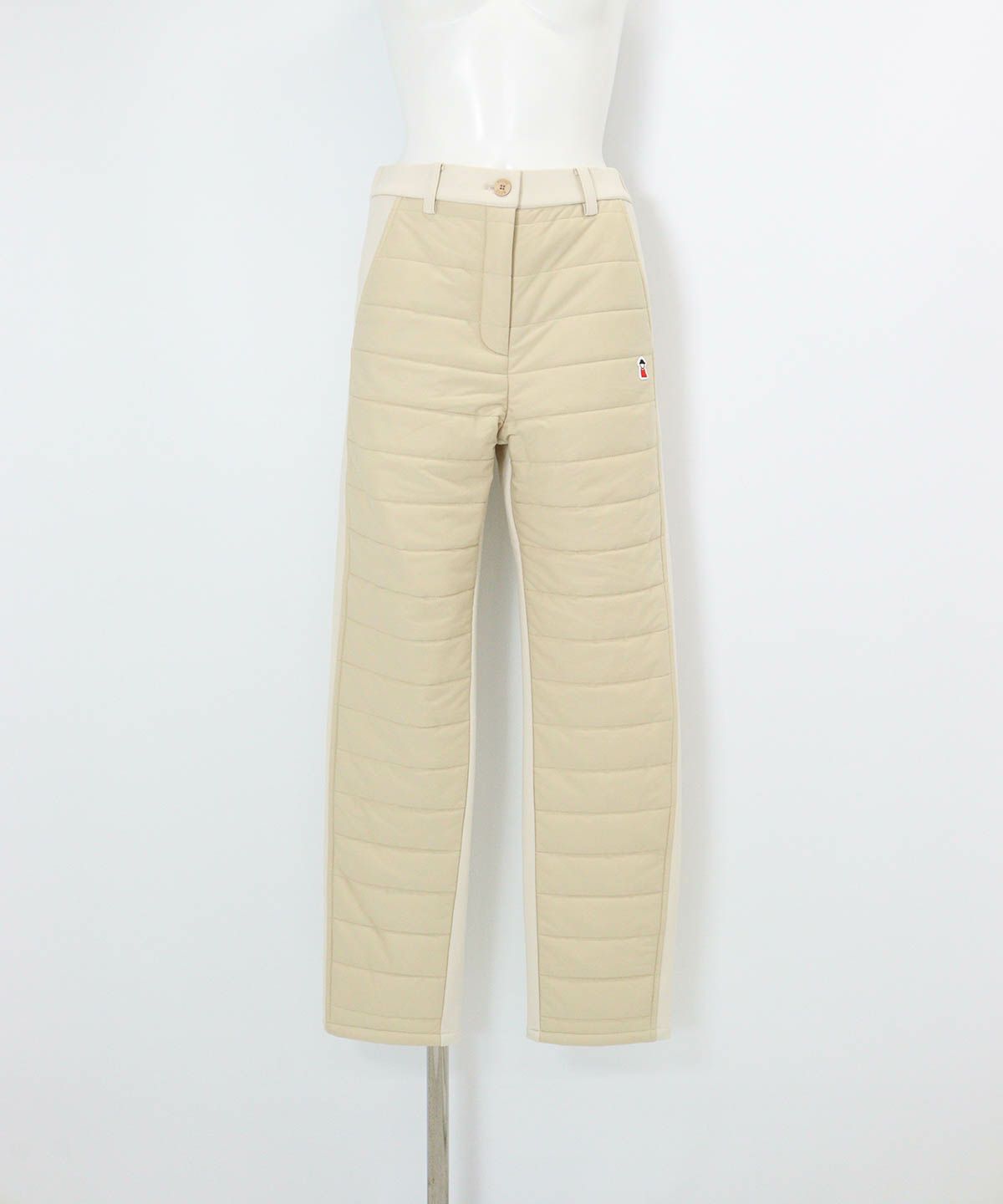 防風撥水中綿キルト切替パンツ(ベージュ)前