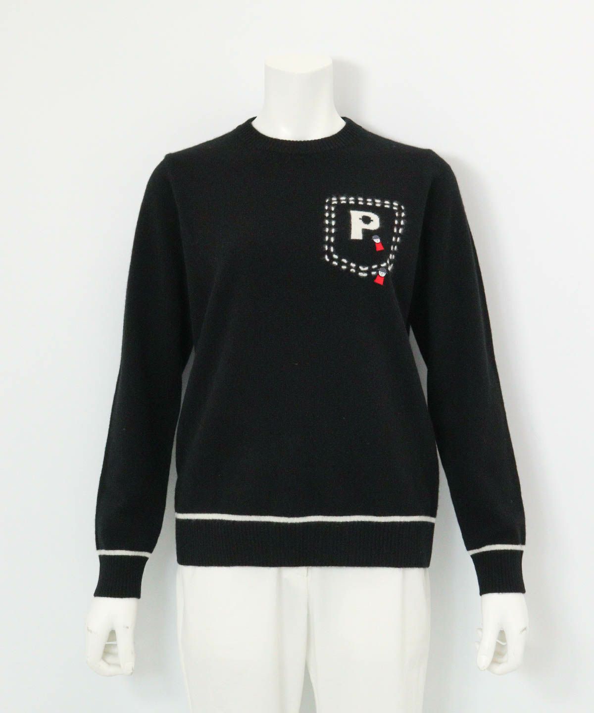 カシミヤ100％ラインニット （ブラック）