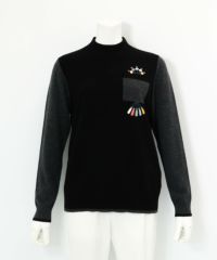 カシミヤ100％配色ニット（ブラック）