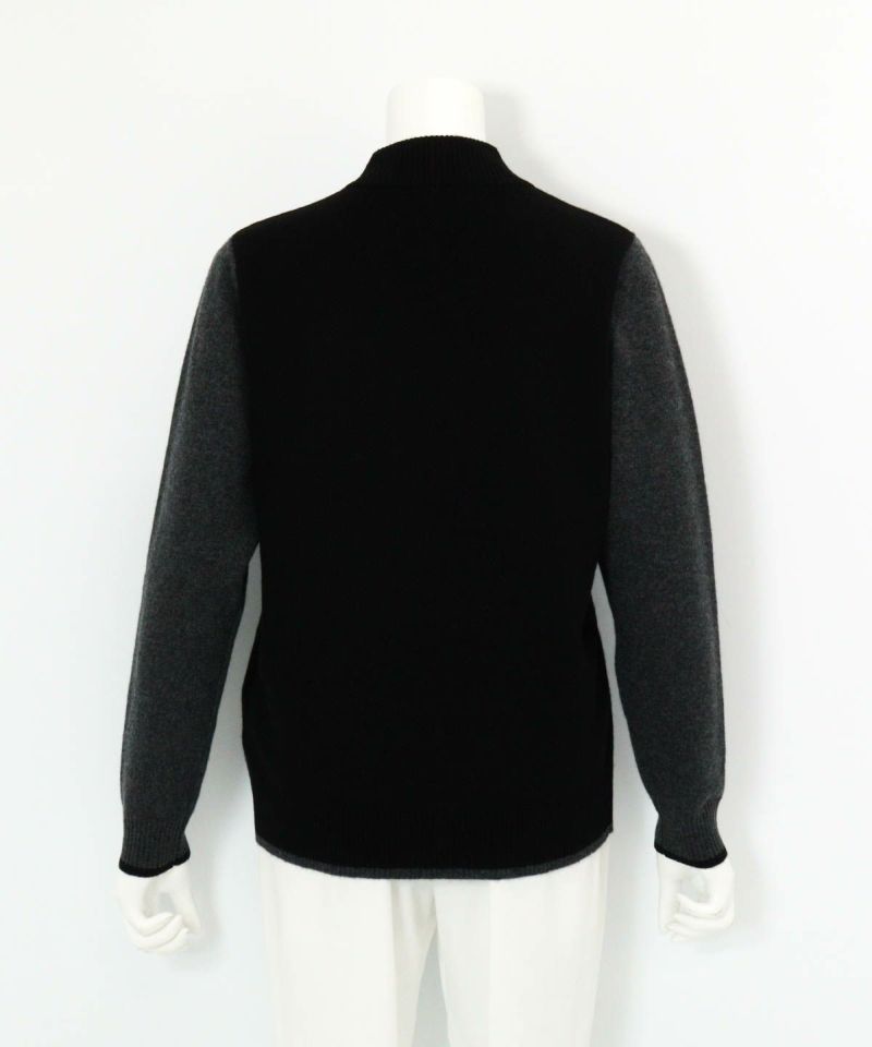 カシミヤ100％配色ニット後（ブラック）