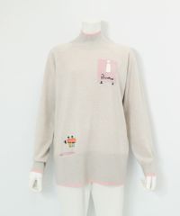 ウール混リブ切替ニット（ライトグレー）