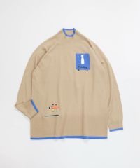 ウール混リブ切替ニット（ベージュ）