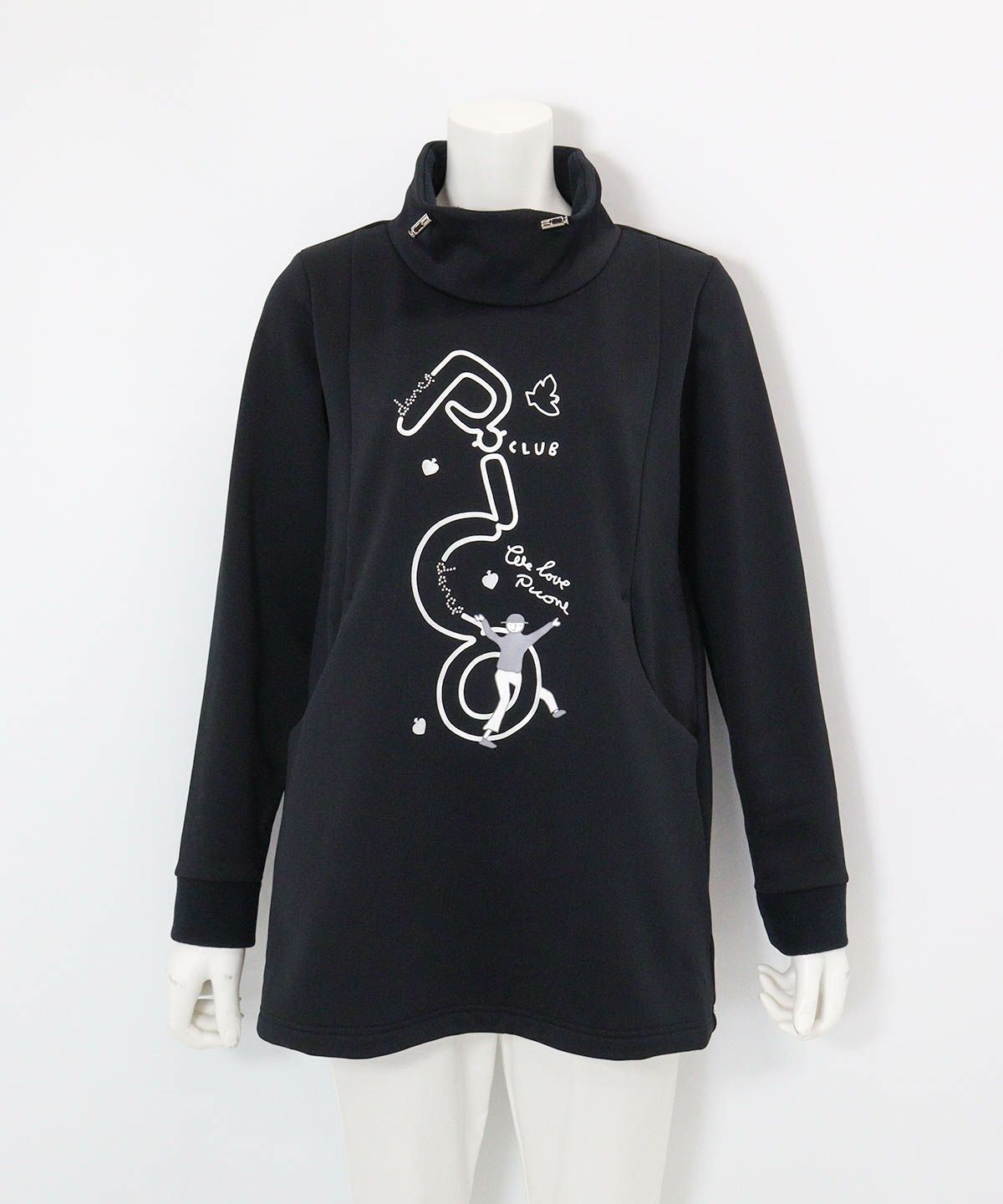 裏フリースジャージープルオーバー(ブラック)前