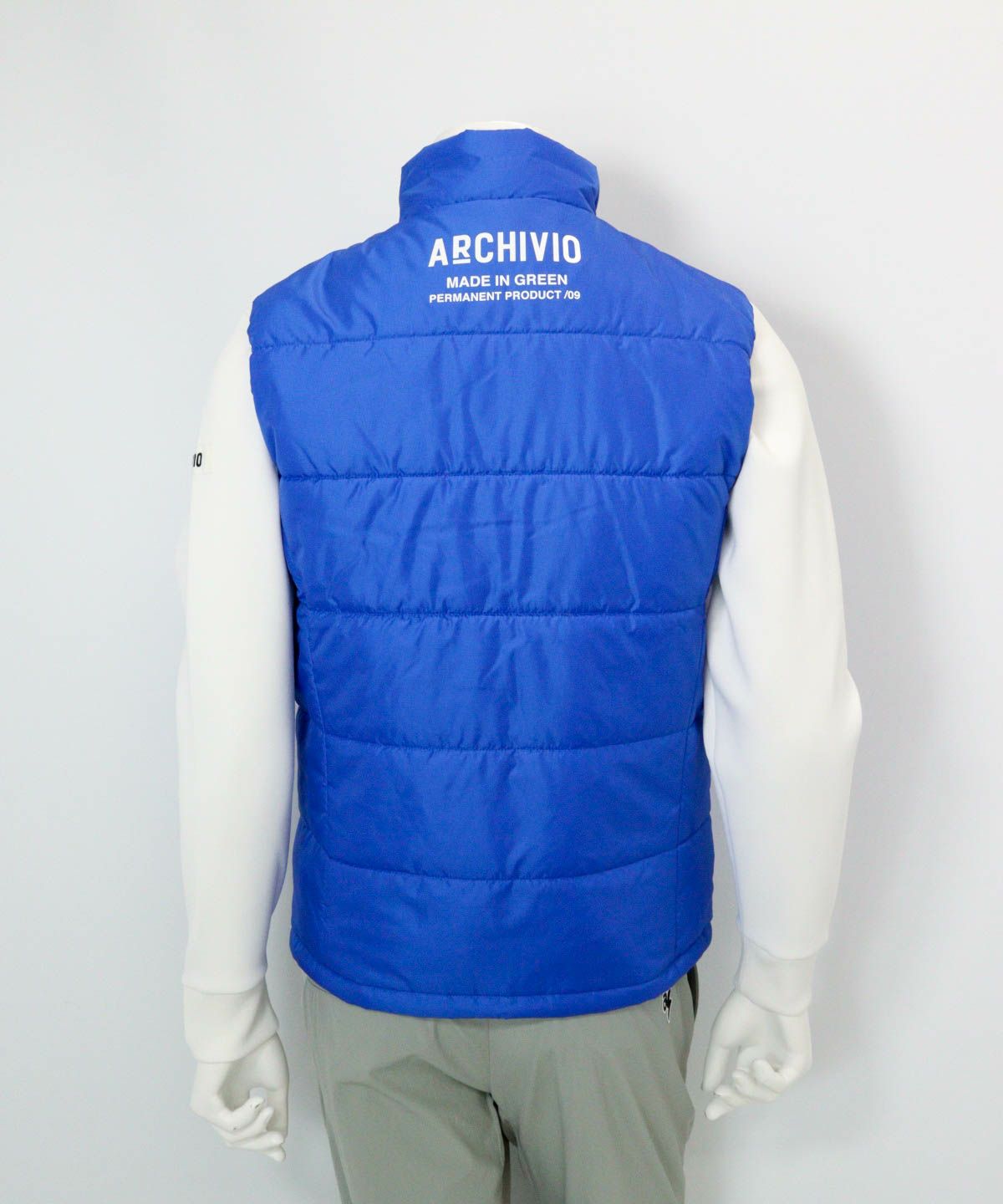 【メンズ】ジップアップ撥水中綿ベスト(ブルー)後ろ