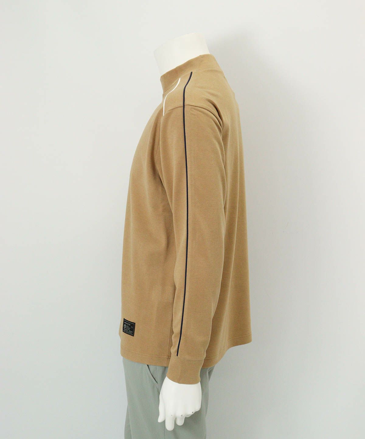 【メンズ】パイピングライン起毛プルオーバー(ベージュ)横