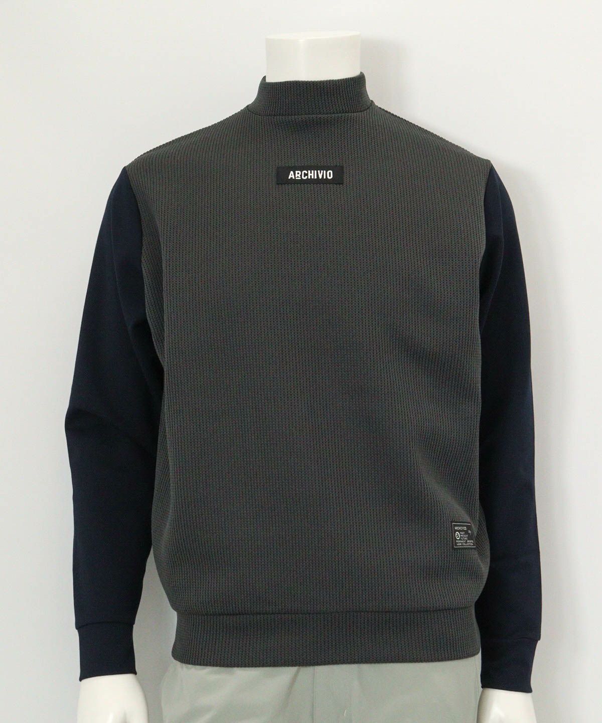 【メンズ】ニット切替プルオーバー(グレー)