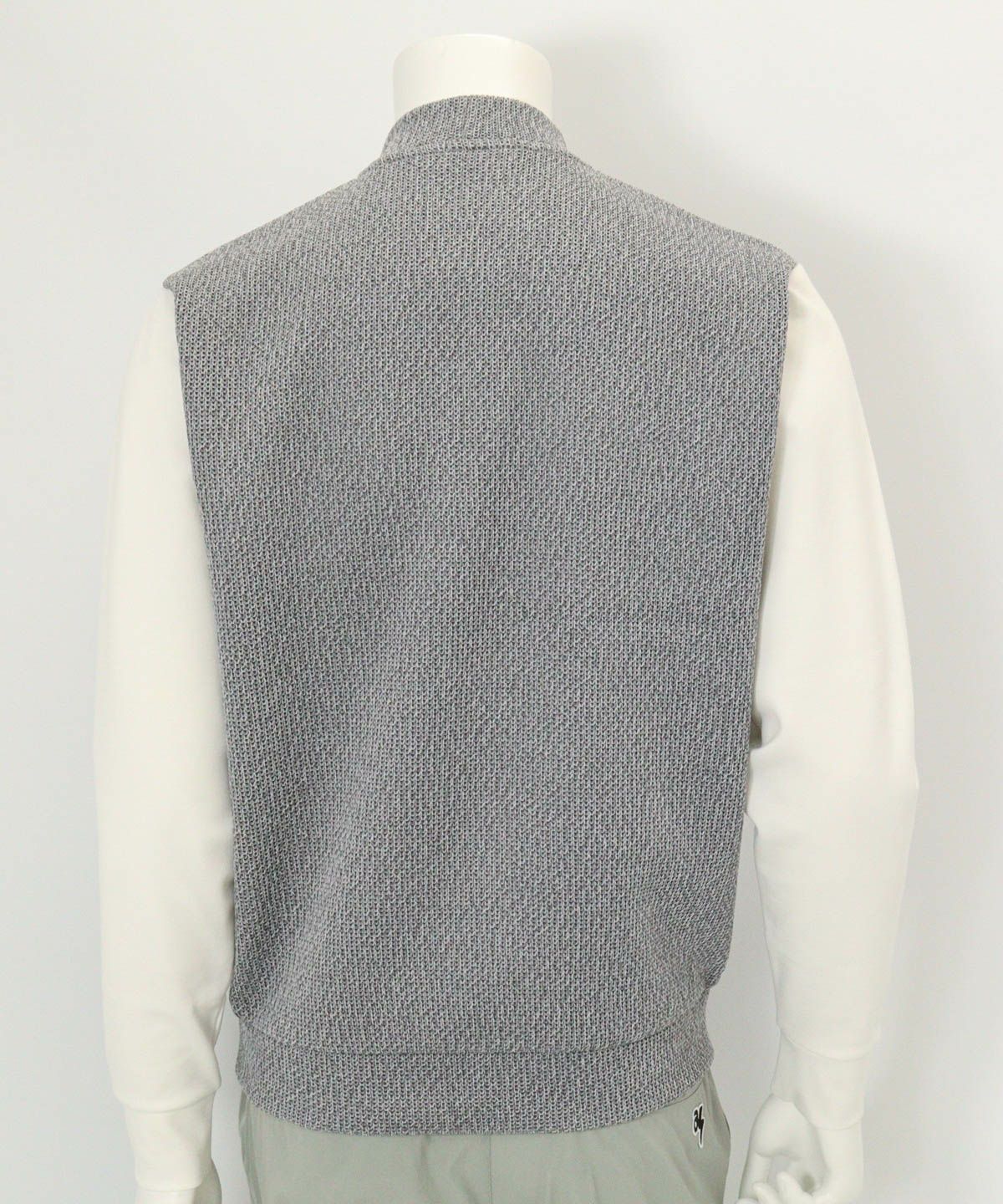 【メンズ】ニット切替プルオーバー(ライトグレー)後ろ