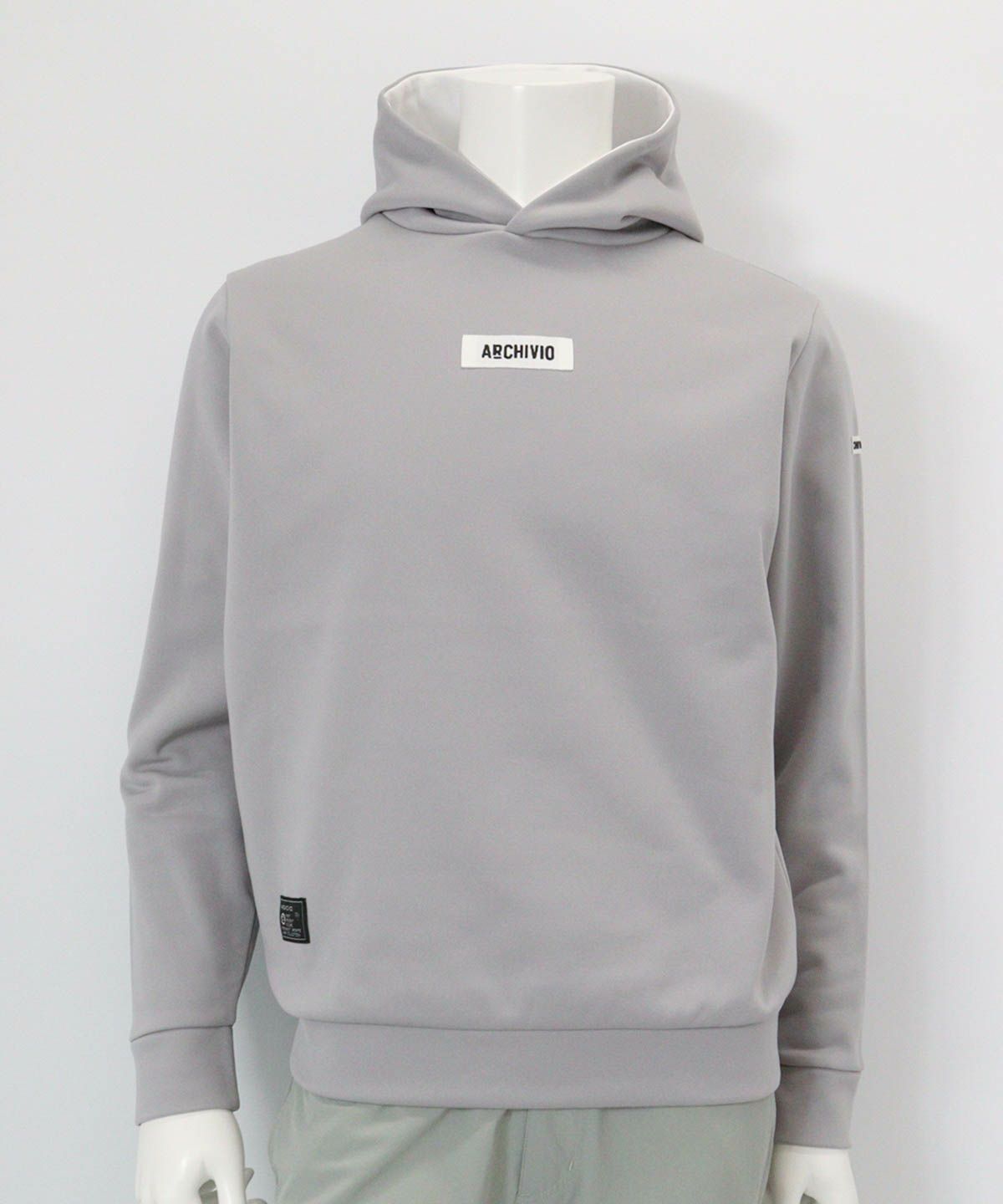 【メンズ】裏フリースフードパーカー(ライトグレー)前