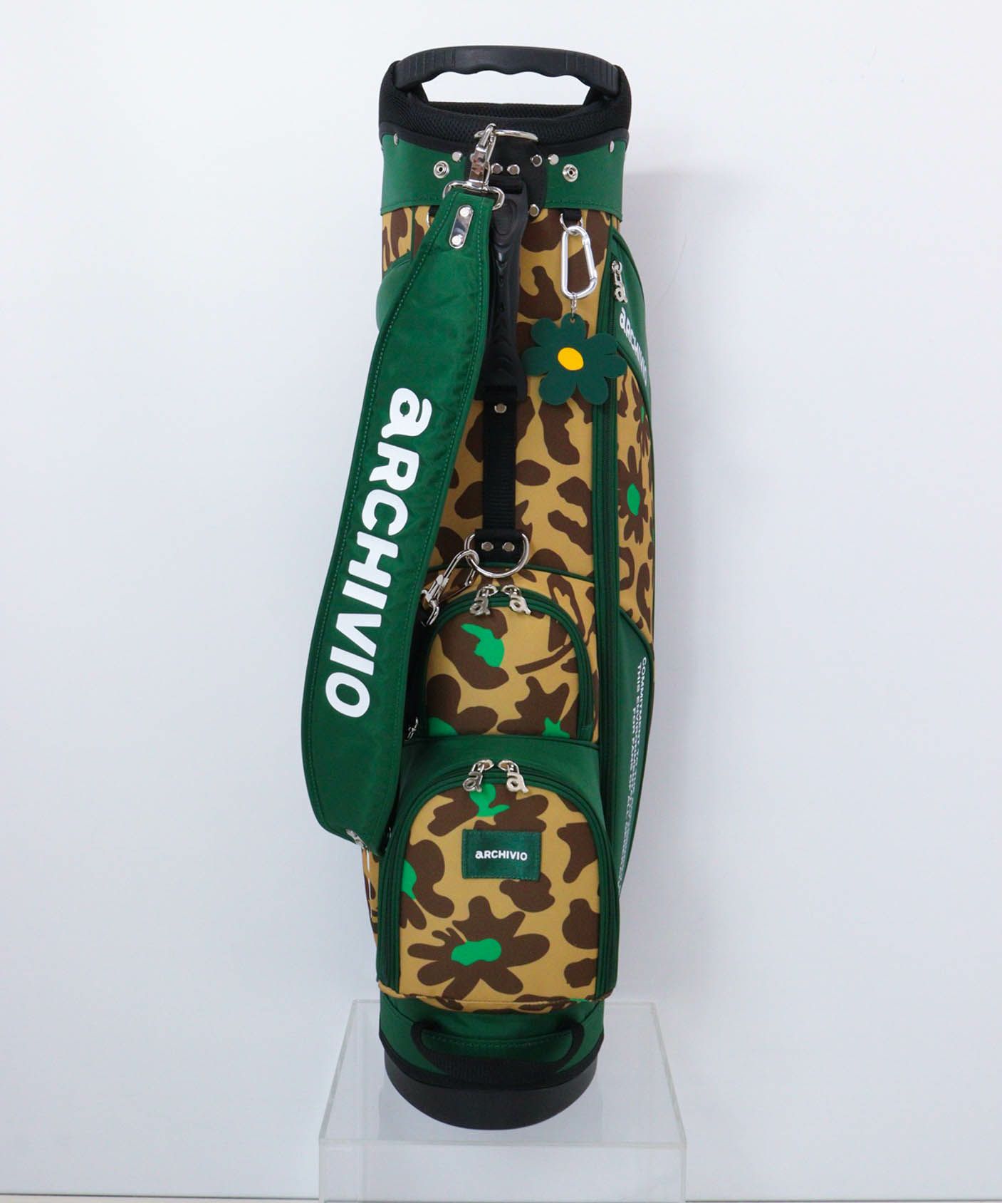 スタンド式ヒョウ柄キャディバッグ(ベージュ)