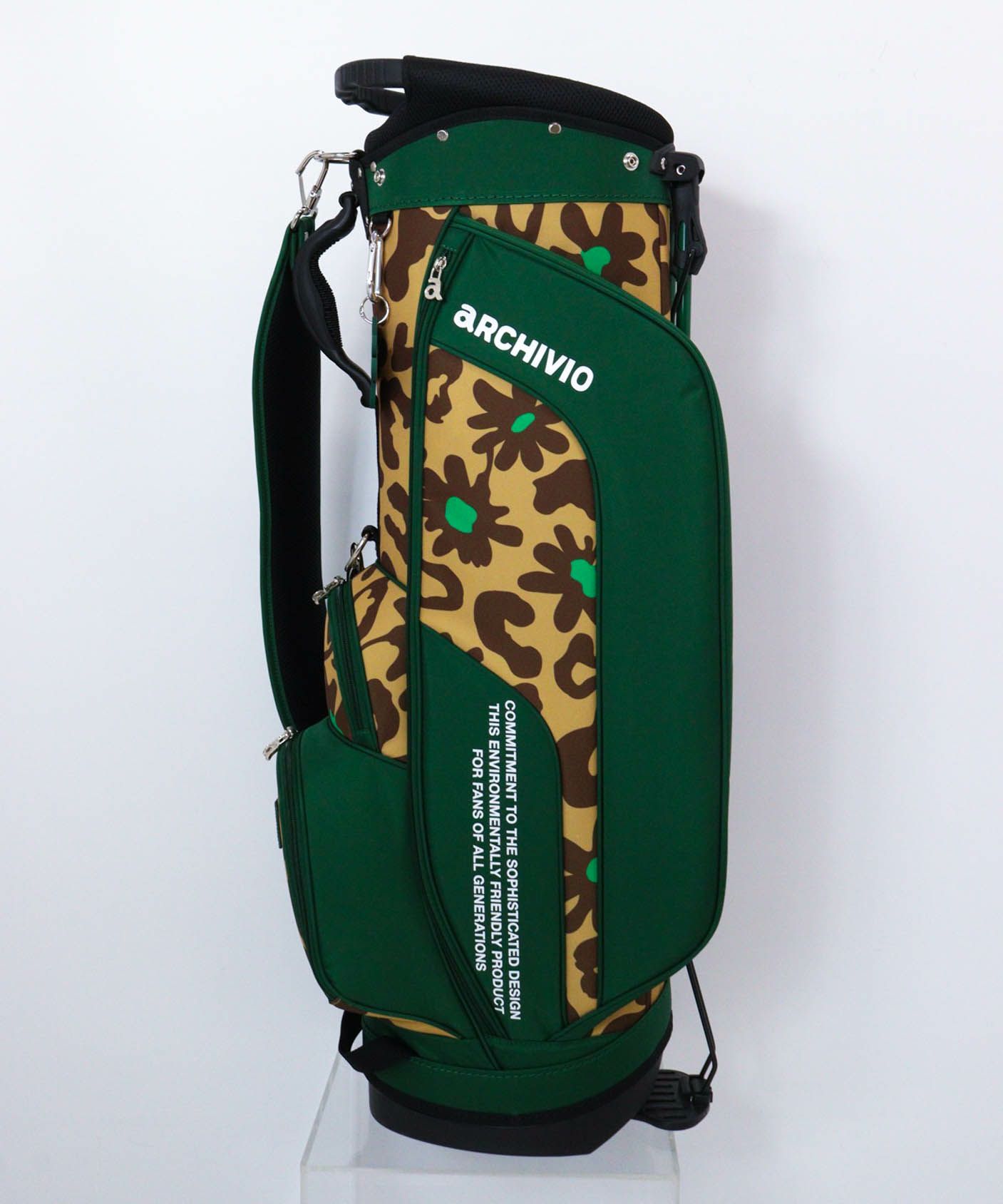 スタンド式ヒョウ柄キャディバッグ(ベージュ)