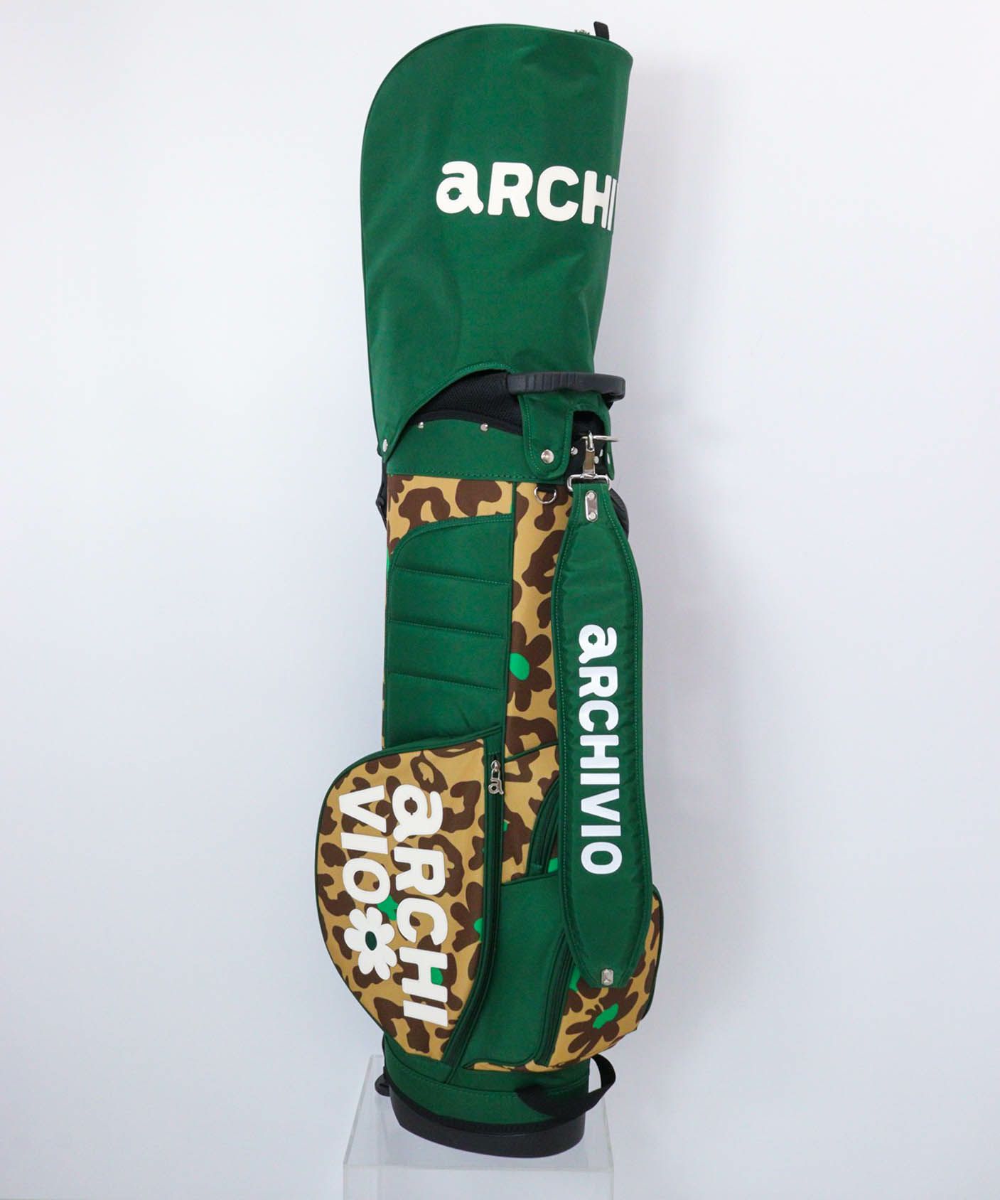 スタンド式ヒョウ柄キャディバッグ(ベージュ)