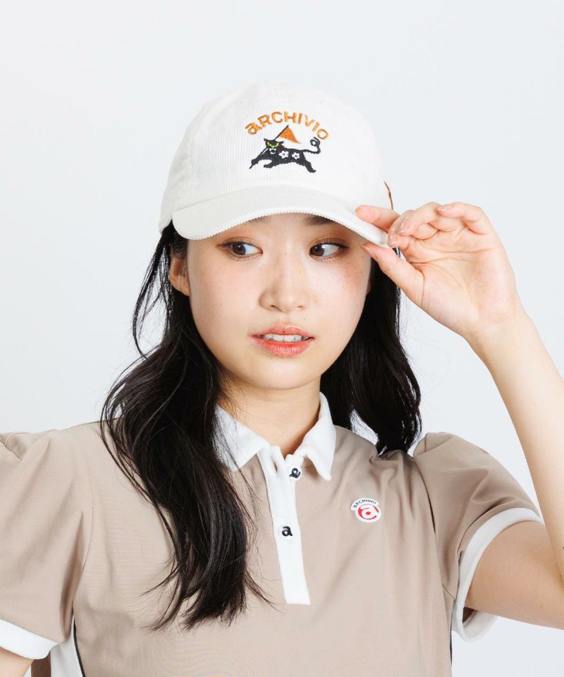 新作アルチビオ コーデュロイ刺繍キャップ 白 コーデュロイ刺繍キャップ|アルチビオ - ゴルフウェアや婦人服通販