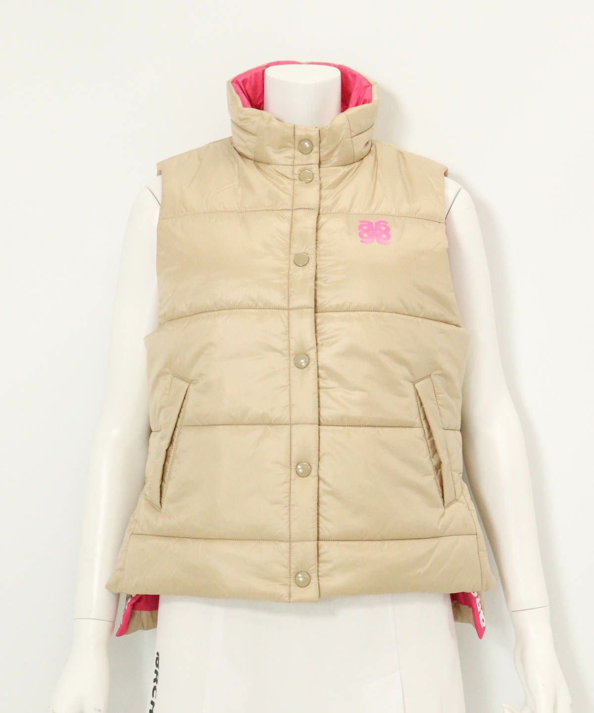 中綿サイドロゴベスト(ベージュ)前